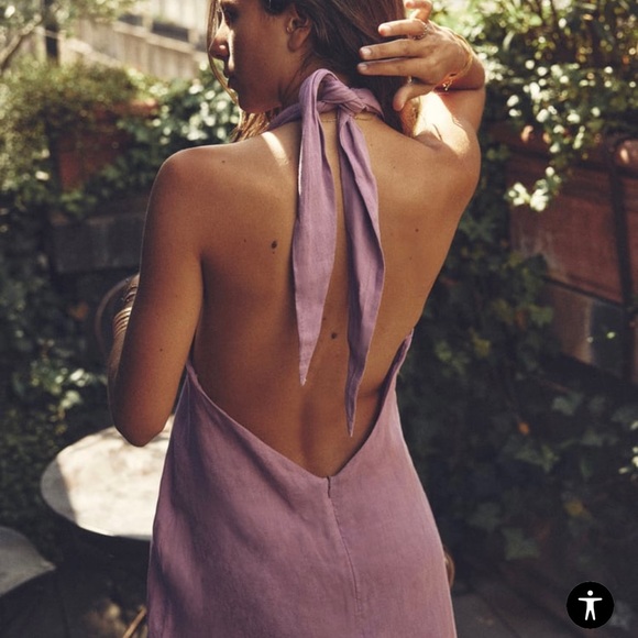 LINEN HALTER DRESS - Picture 6 of 8